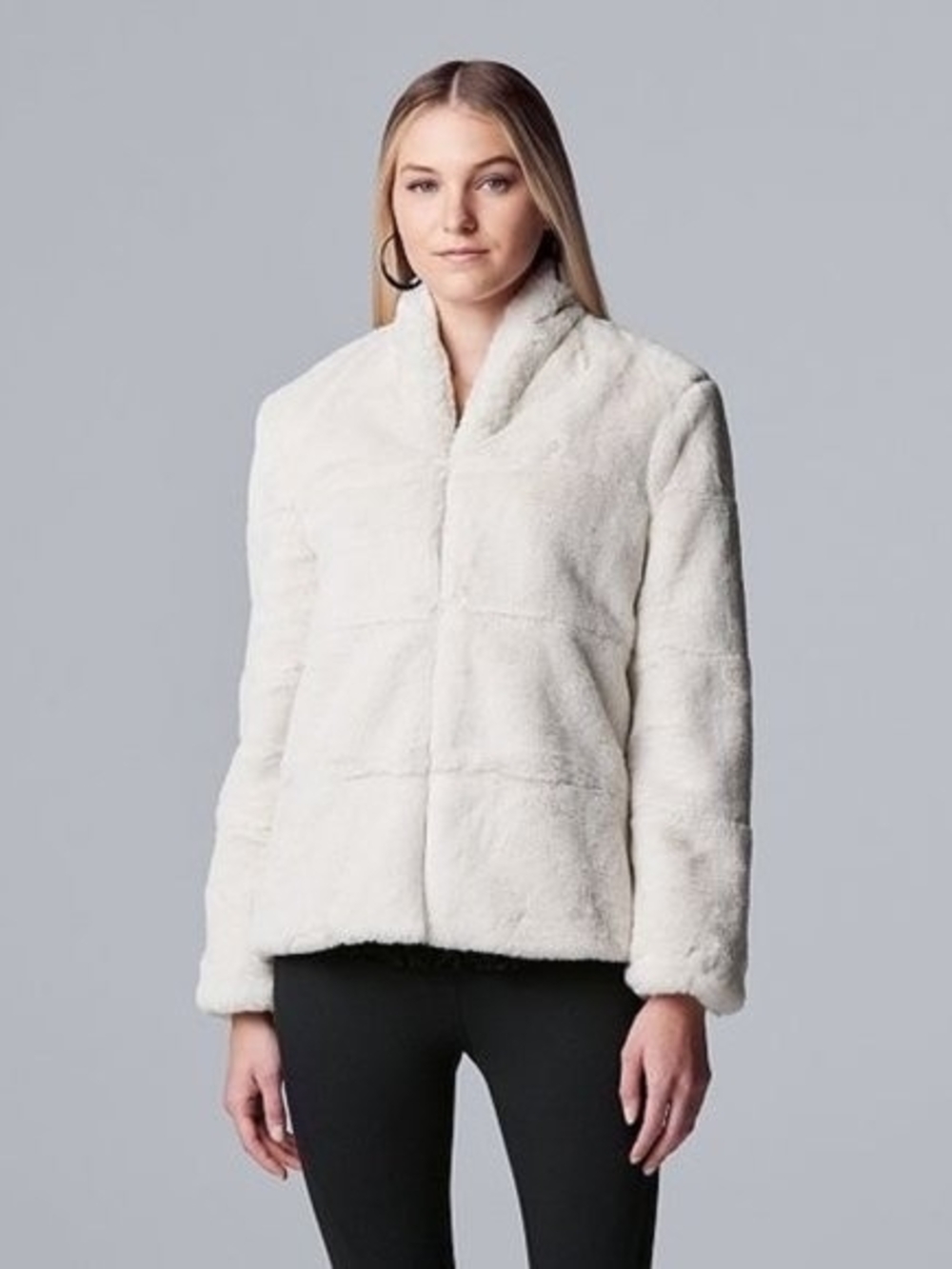 Vera Wang Cream Plush Teddy Jacket